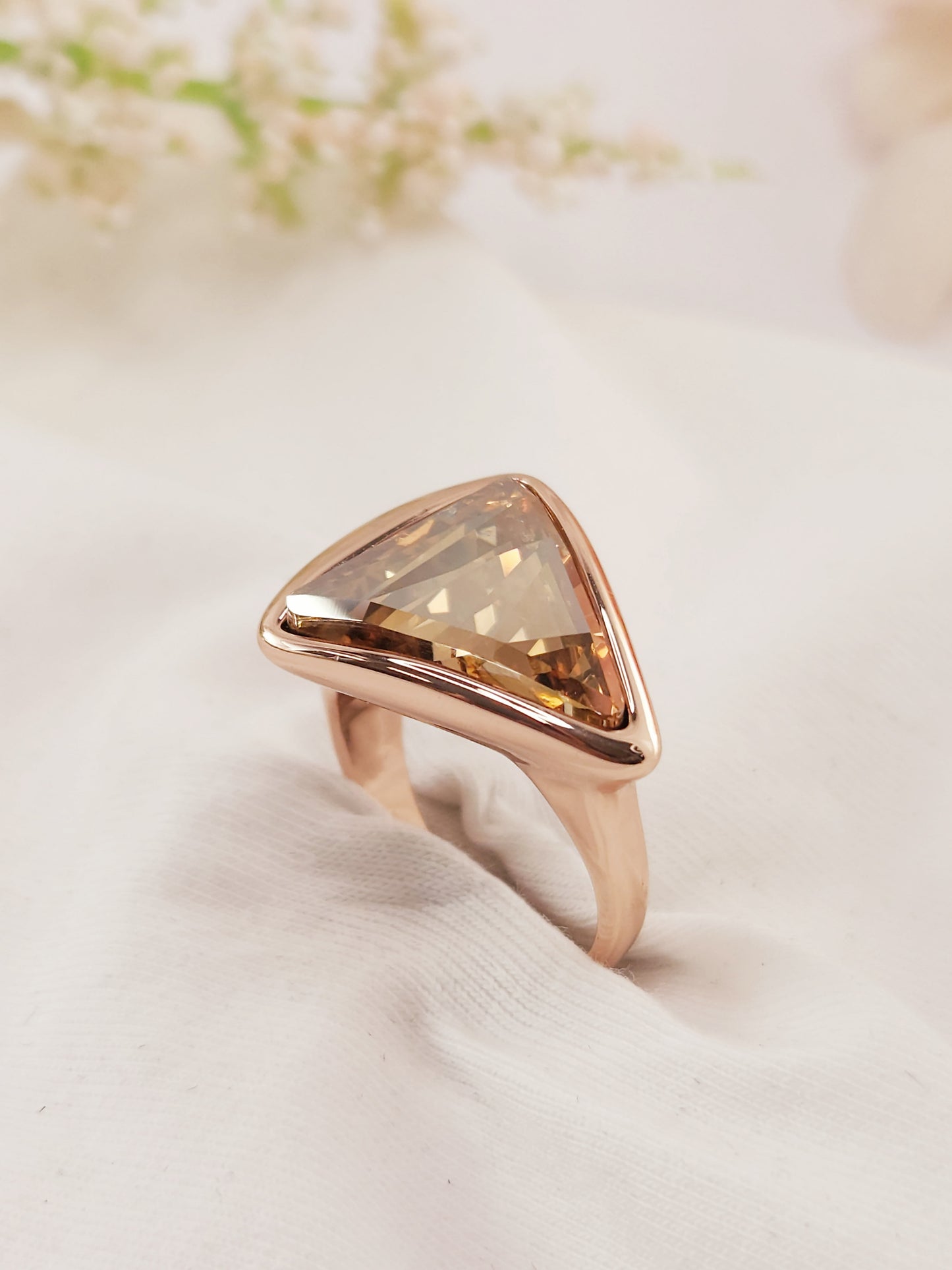 Anillo Belen Chapado en Oro Rosado  con Cristal