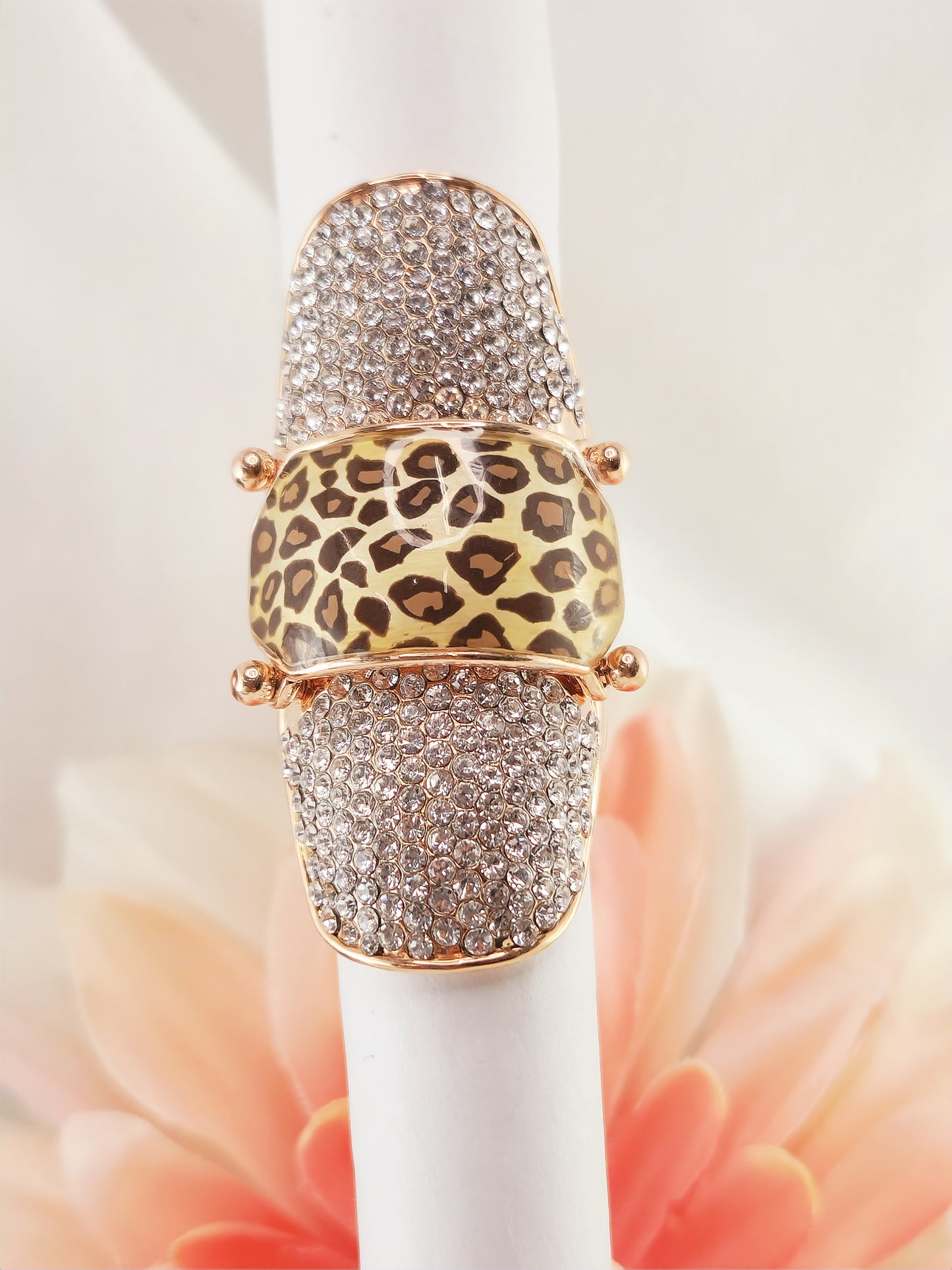 Anillo Diana Chapado en Oro Rosado con Cristales Animal Print