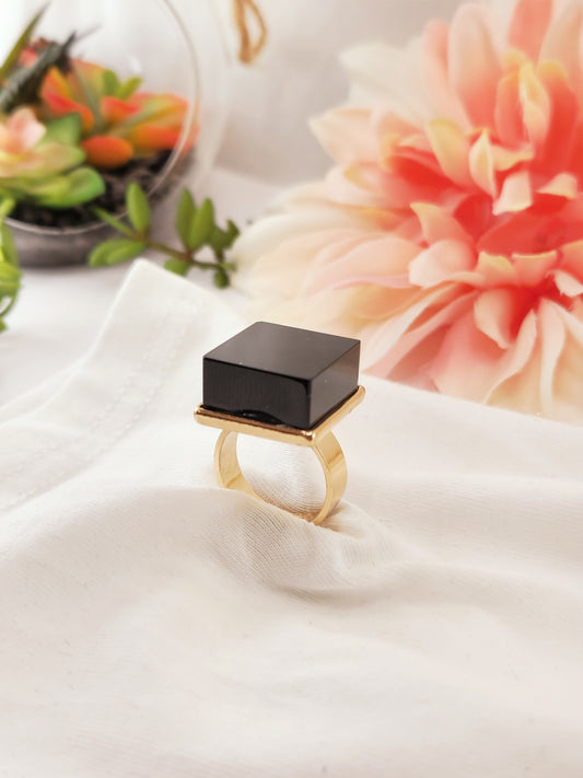 Anillo Keila Cubo Negro Vintage