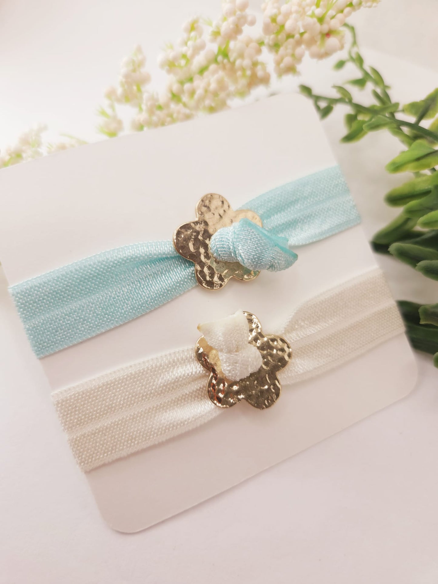 Elastic ribbon bracelets with gold charm